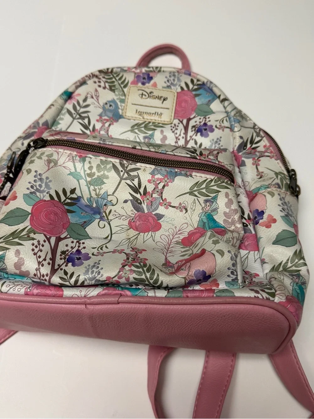 Loungefly Floral Mini Backpack in Pink, Cream, Blue and Green